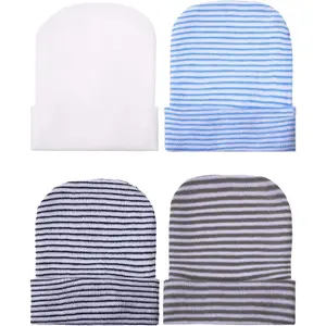 L-KCP013  Newborn Girl Boy Hat Newborn Beanie Stripes Hat Toddler Soft Caps Infant Cotton Knit Caps for Baby 0-6 Months