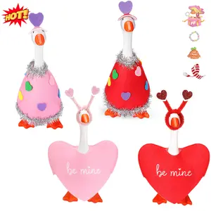 2026 New Desk Goose Valentine’s Day Outfit For  7'' Magnetic Goose Statue,Handmade Pink Romantic Clothing With Accessories,Heart-Themed Goose Costume & Accessories for Desk Decor and Gift
