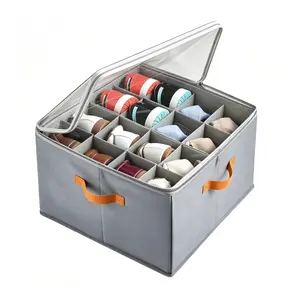 Foldable Shoe Organizer for Closet – Viral Storage Hack, Fabric Box with Clear Cover, Adjustable Compartments, Reinforced Handles, Space-Saving Dust-proof Bin Fits 8-16 Pairs