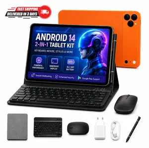 Slim 10.1" Android Tablet Bundle with Keyboard & Stylus, Portable Tablet for Students, College, Dorm, Reading, Streaming & Everyday Tasks