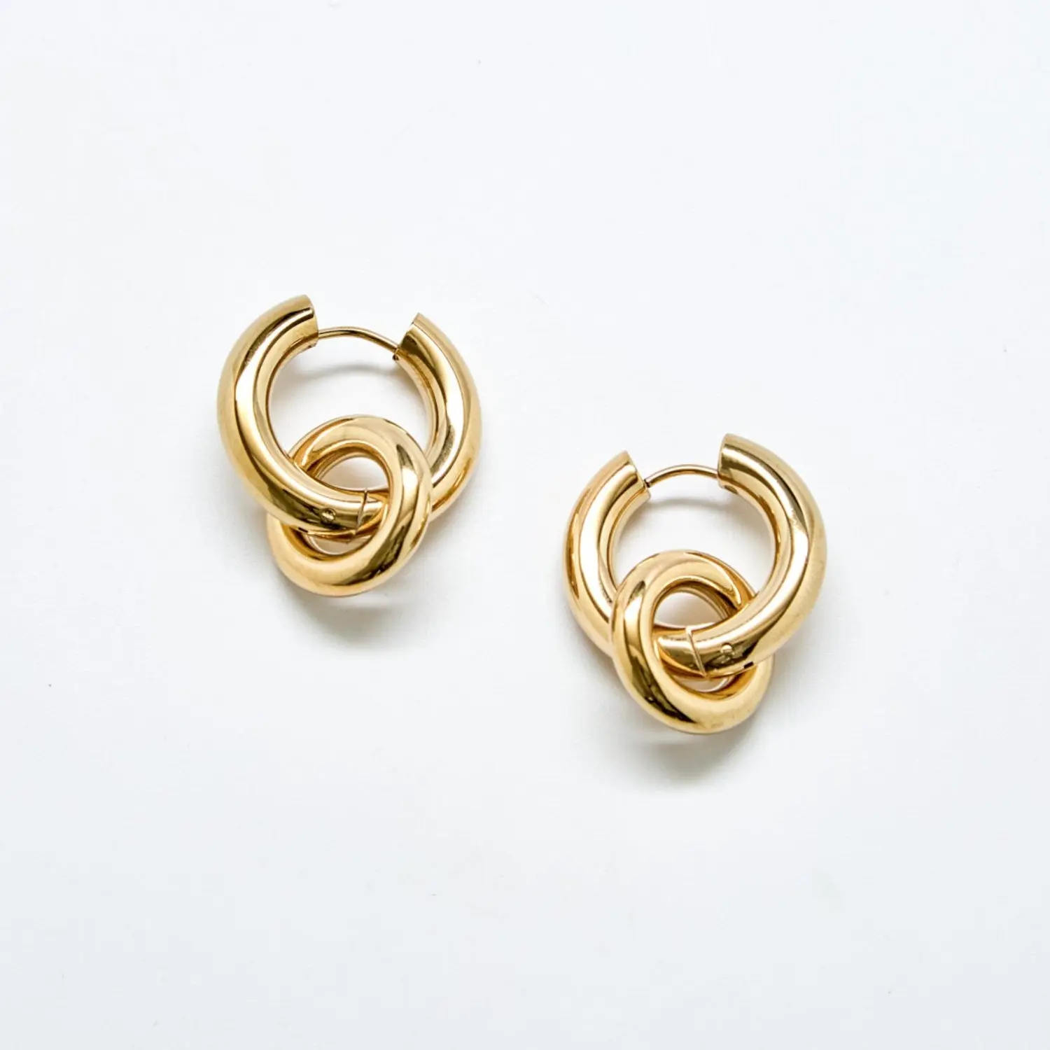 Gold Interlocking Hoop Earrings