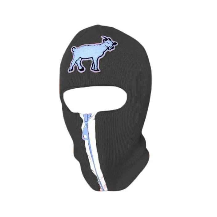 Dark Grey  reflective zip up Balaclava with Goat, ski mask