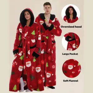 Christmas Snowman Hooded Bathrobe, Pocket & Waistband, Soft Comfort, Unisex Home Wear, Fall Winter Gift