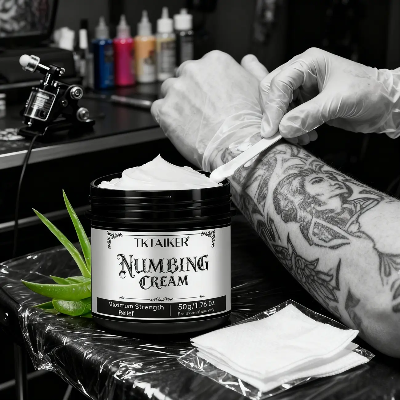 Tktalker Tattoo Care Balm, Soothing Cream for Tattoo Comfort During Process, Relief From Discomfort, Non-Flammable, Contains No Alcohol or Aerosol