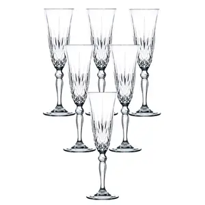 Lorren Home Trends Melodia Crystal Champagne Glass set of 6 Drinkware