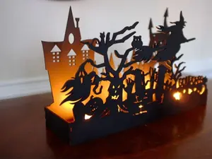 Customized Wood Halloween Decoration, Customized Candle Box, Customized Centerpiece, and Customized Halloween Décor