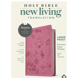 NLT Large Print Premium Value Thinline Bible, Filament-Enabled Edition (LeatherLike, Garden Pink) Imitation Leather