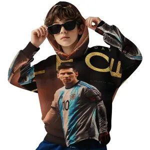 Messi Hooded Sweatshirt, Cozy Casual Pullover for Themed Parties & Casual Attire, Machine Washable, Holiday Outfit, Character Design, Comfortable Fit, Printed Hoodie A0929-24