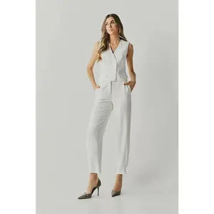 Elegant Vest Cross Set - Fitted Sleeveless with Side Pockets & Square Back Pocket - Soft Viscose Material - All Seasons Wear