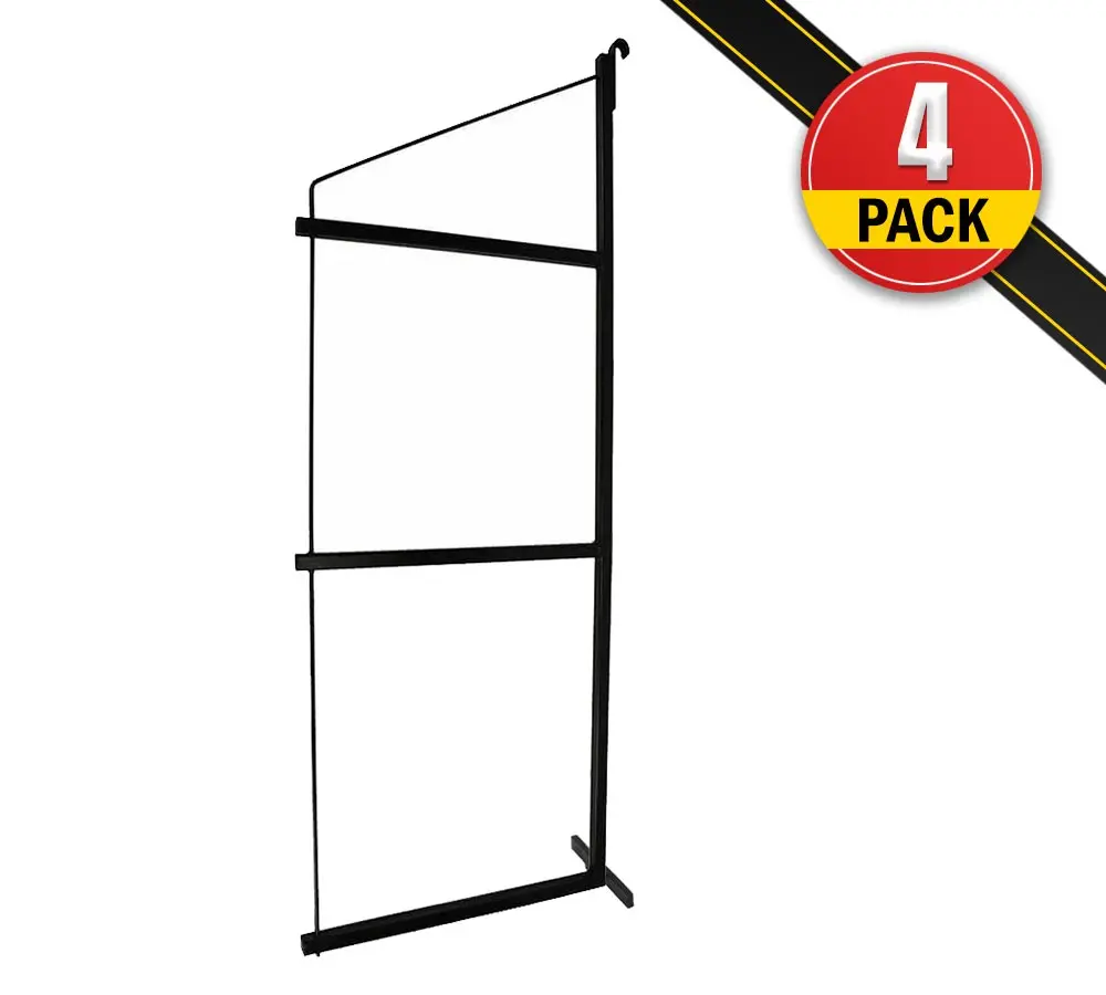 4 Pack of 3 Tier Shipping Container Shelving Bracket with 18"(D) x 60"(H) - Black Powder Coated Steel Shelf Brackets for Heavy Duty Trailer Containers - Easy to Assemble & Remove