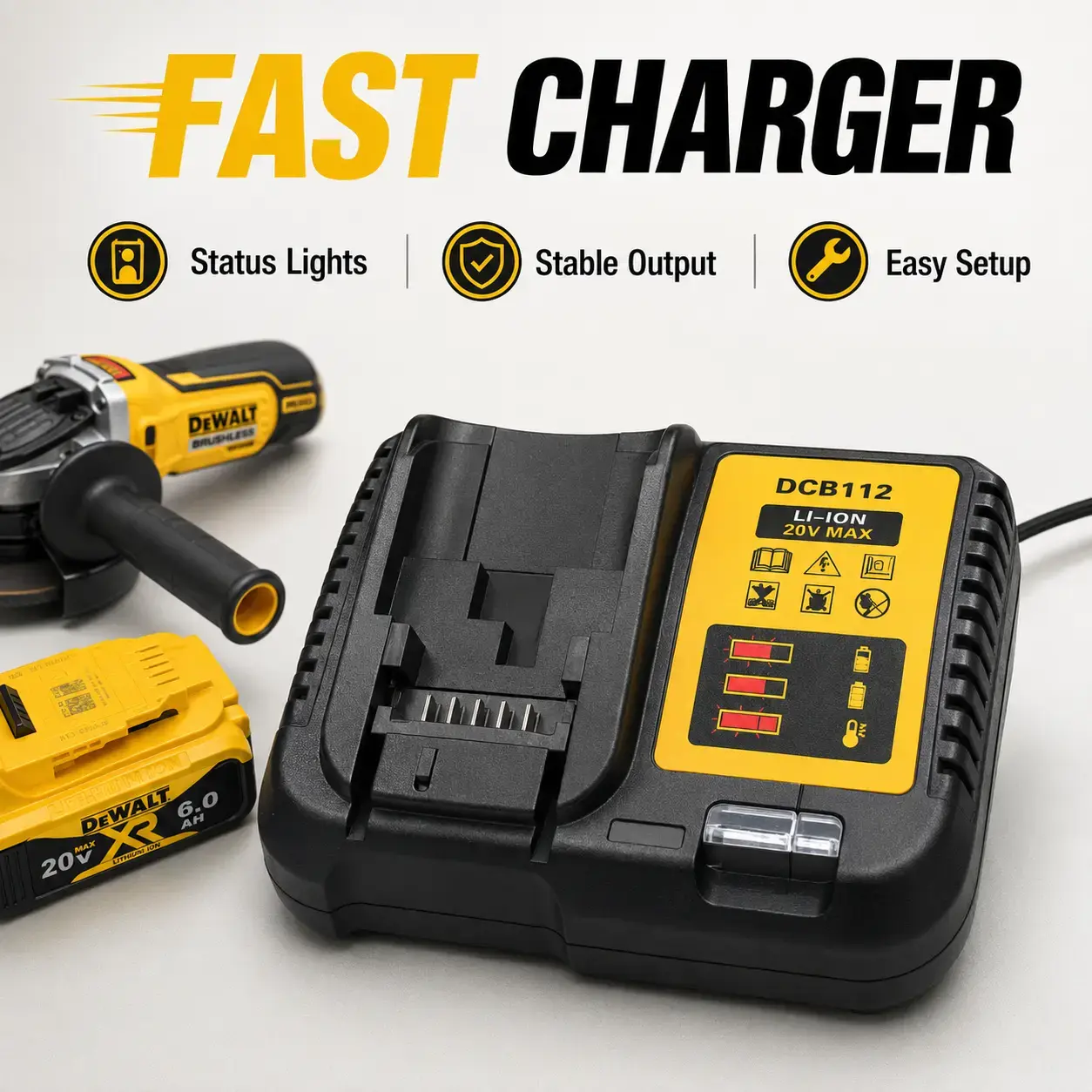 DEWALT DCG405NT Cordless Brushless Motor Disc Grinder - 125mm, 9000 rpm, DIY-Friendly, Durable, Easy to Maneuver, Versatile, Compatible for Grinding Tasks