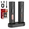 MAONAME Modern Automatic Salt and Pepper Shakers Set - Sturdy Stainless Steel Seasoning Utensils, Auto Mill with Automatic Charging Base, LED Light, Adjustable Coarseness, Kitchen Essentials (1 Brush Included, Ideal for Father's Day Gifting)