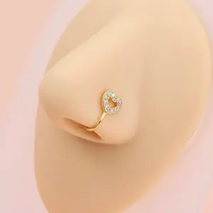 RHINESTONE HEART NOSE RING