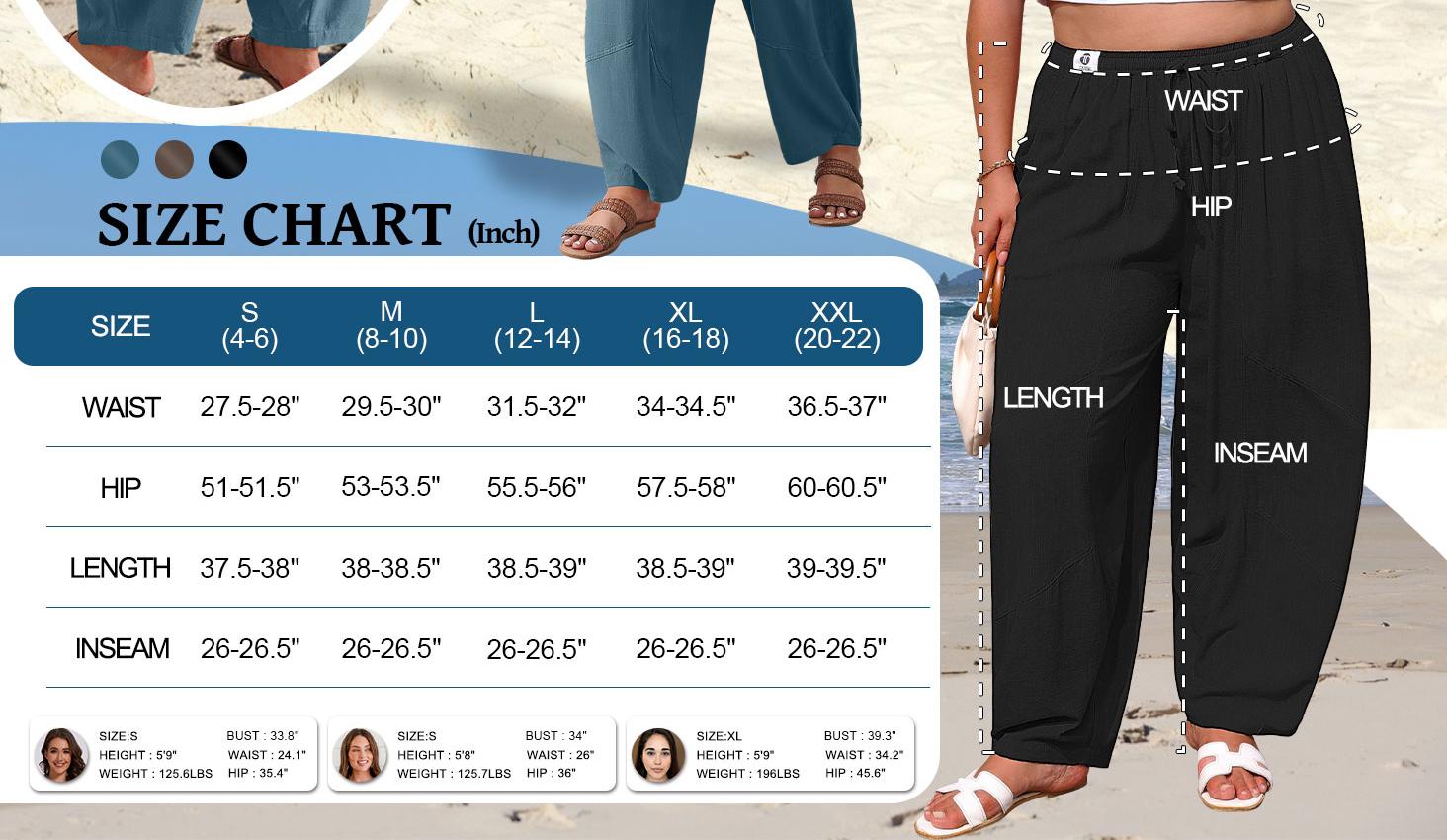 【SS26 Collection】TARSE Women’s Linen Wide Leg Harem Pants Boho Casual Loose Fit Trousers Comfy Lounge Beach Travel Vacation Pants