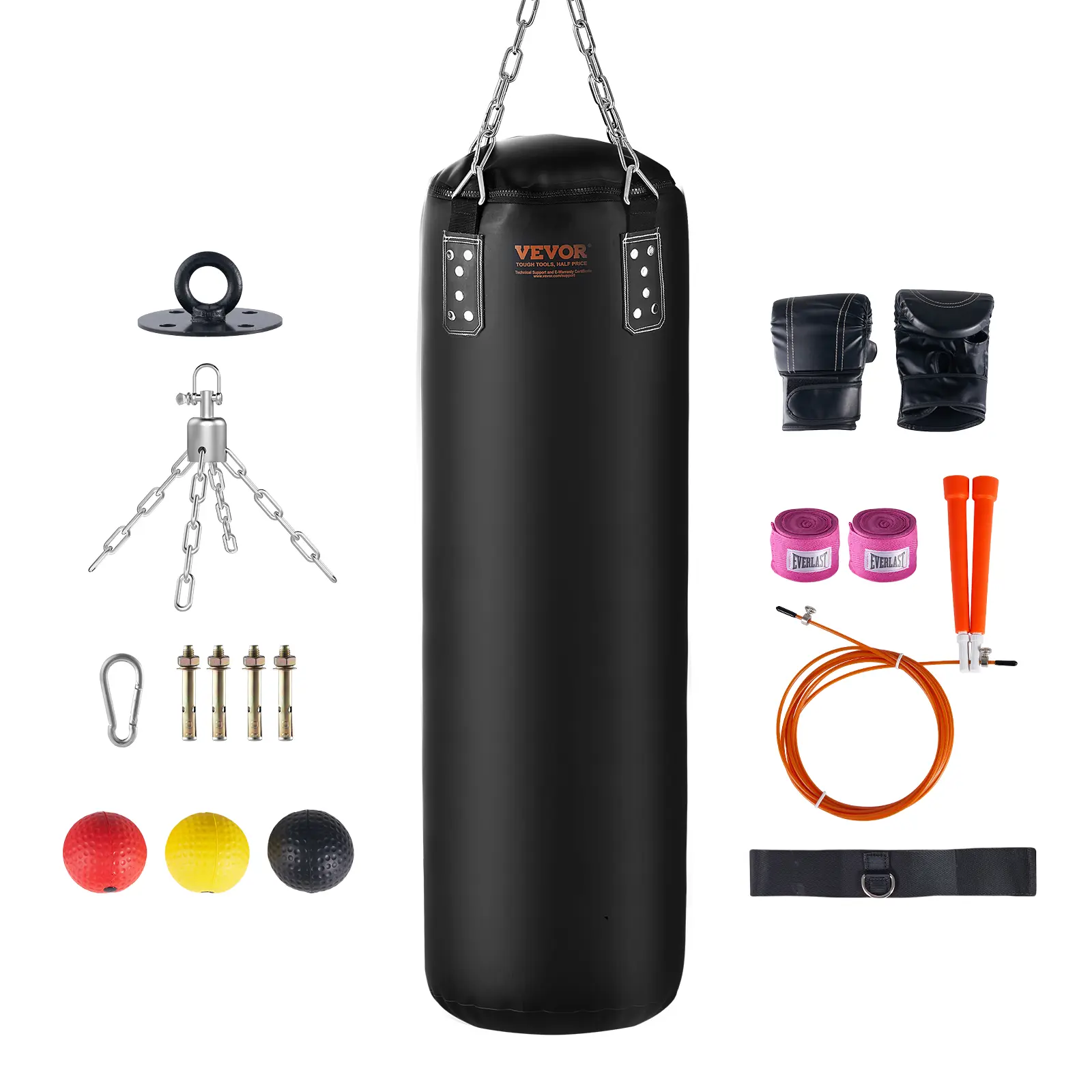 Spring new arrivals Punching Bag for Adults, 4ft PVC Heavy Boxing Bag Set, Punching Bag with Chains and Gloves, Hanging Boxing Bag for MMA Karate Judo, Muay Thai Kickboxing Boxing, Home Gym Training, (Unfilled)