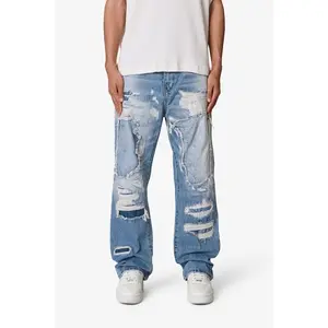 mnml Ultra Baggy Better Repaired Denim - Light Blue