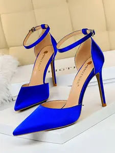 Elegant Satin Pointed Toe Stiletto Heels, Ankle Strap High Heels for Parties and Dates, Spring Summer Fashion Shoes