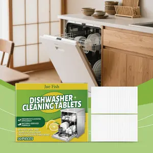 Jue Fish Dishwasher Cleaning Tablets, Effervescent Tablets for Oil Stain Removal, Household Dishwasher Cleaner for Effective Cleaning, Dishwasher Detergent