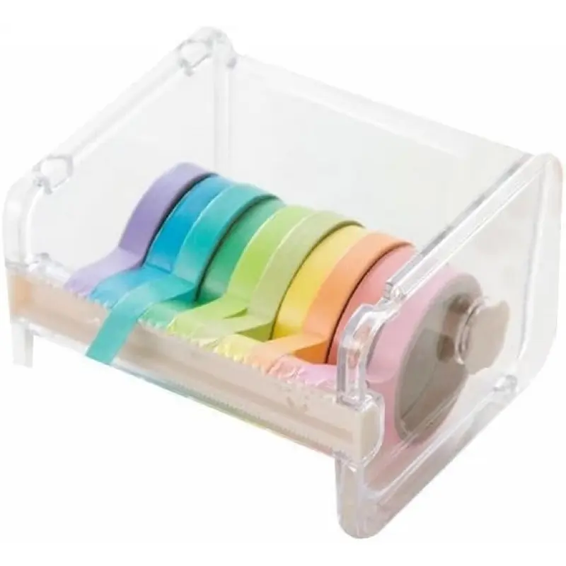 Transparent Visible Washi Packaging Tape Dispenser Cutter Roll Tape Holder Organizer Desktop Office Tape Holder,Cute Tape Dispenser,DIY Sticker Roll Tape Cutter,Packaging Tape Dispensers-L