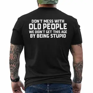 Men's Funny Papa Grandpa T-shirt Wise Old Man Humorous Father's Day Tee, Short Sleeve Printed Graphic Shirt, Daily Casual Cotton Menswear