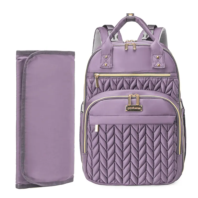 Casual Quilted Diaper Bag for Parents, Large Capacity Oxford Cloth Tote & Crossbody Bag with Matching Pouch for Laptop or Business