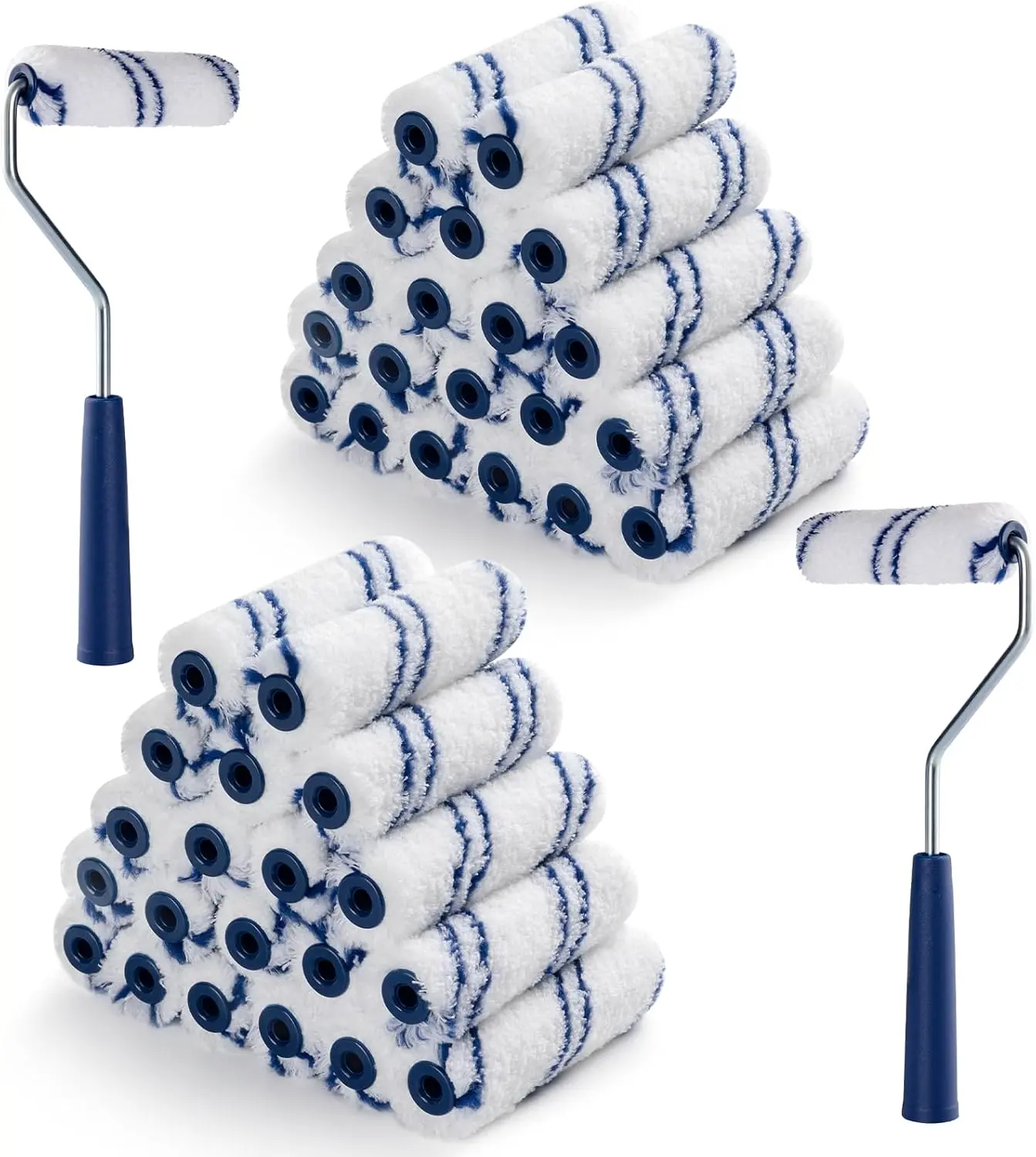 40 Pack 4 Inch Microfiber Paint Roller, Small Paint Roller Covers with 2Pcs Anti Rust Metal Roller Frames, Mini Paint Rollers for House Painting, Wall Painting Tool