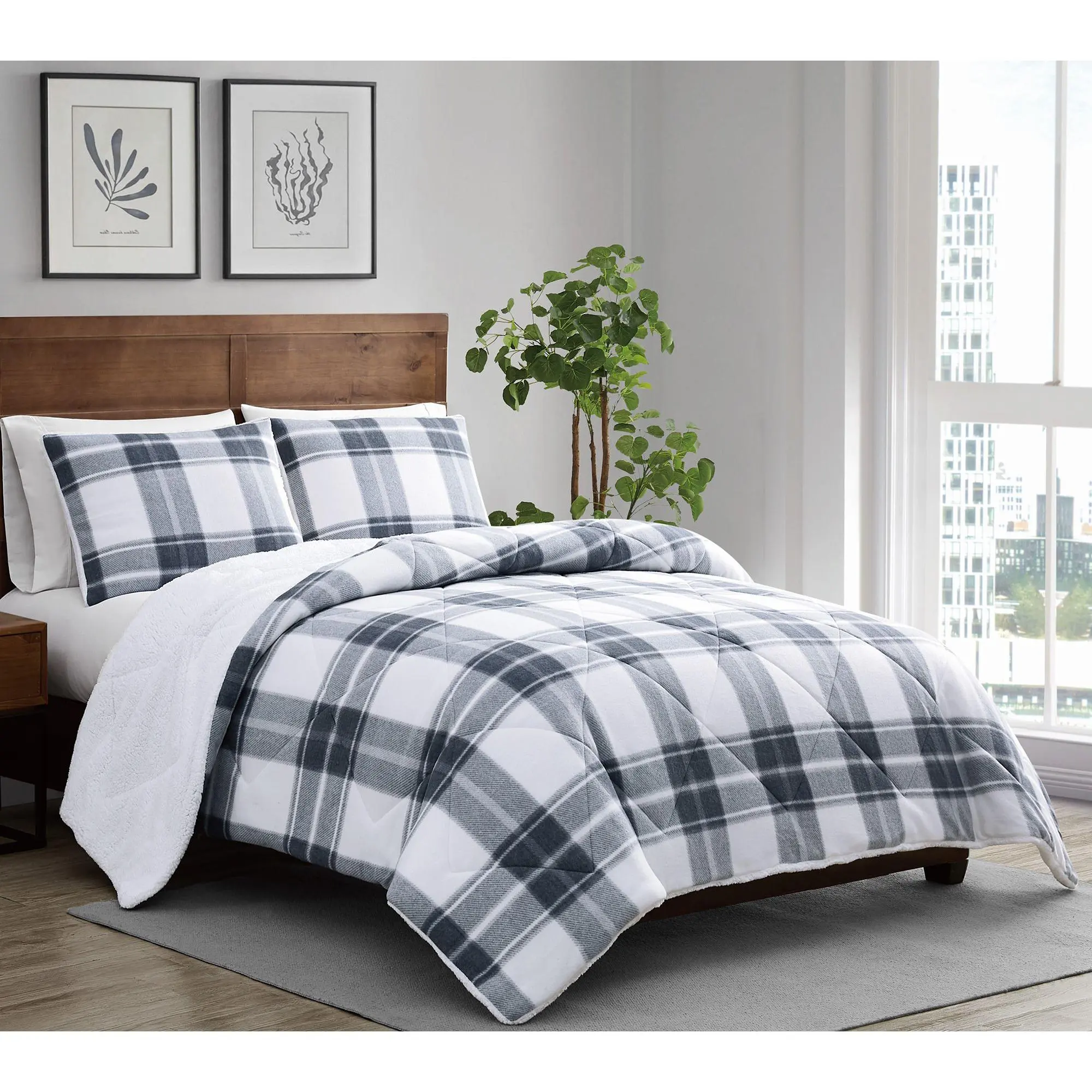 Cannon Cozy Teddy Plaid 2 Piece Twin/Twin XL Comforter Set