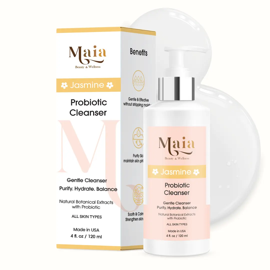 Maia Jasmine Probiotic Cleanser - Gentle Daily Cleanser with Natural Botanical Extracts & Probiotics for All Skin Types - 4 fl oz / 120 ml
