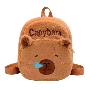 Cartoon Capybara Kids Backpack Plush Toy Bag, Cute Doll Grabbing Machine Figure Gift, Adorable Stuffed Animal Schoolbag