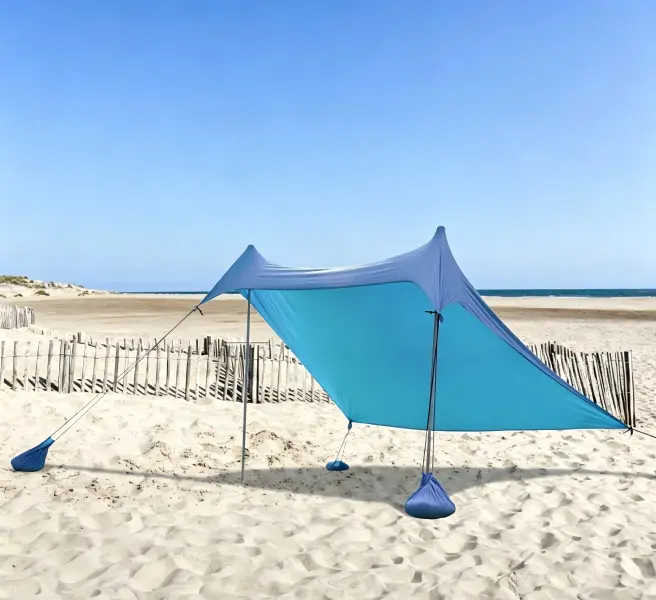 7×7 FT Adjustable Canopy Shelter, Portable Waterproof Sun Shade for 3-4 People, Outdoor Home Supplies with Sandbags & Poles for Camping, Backyard