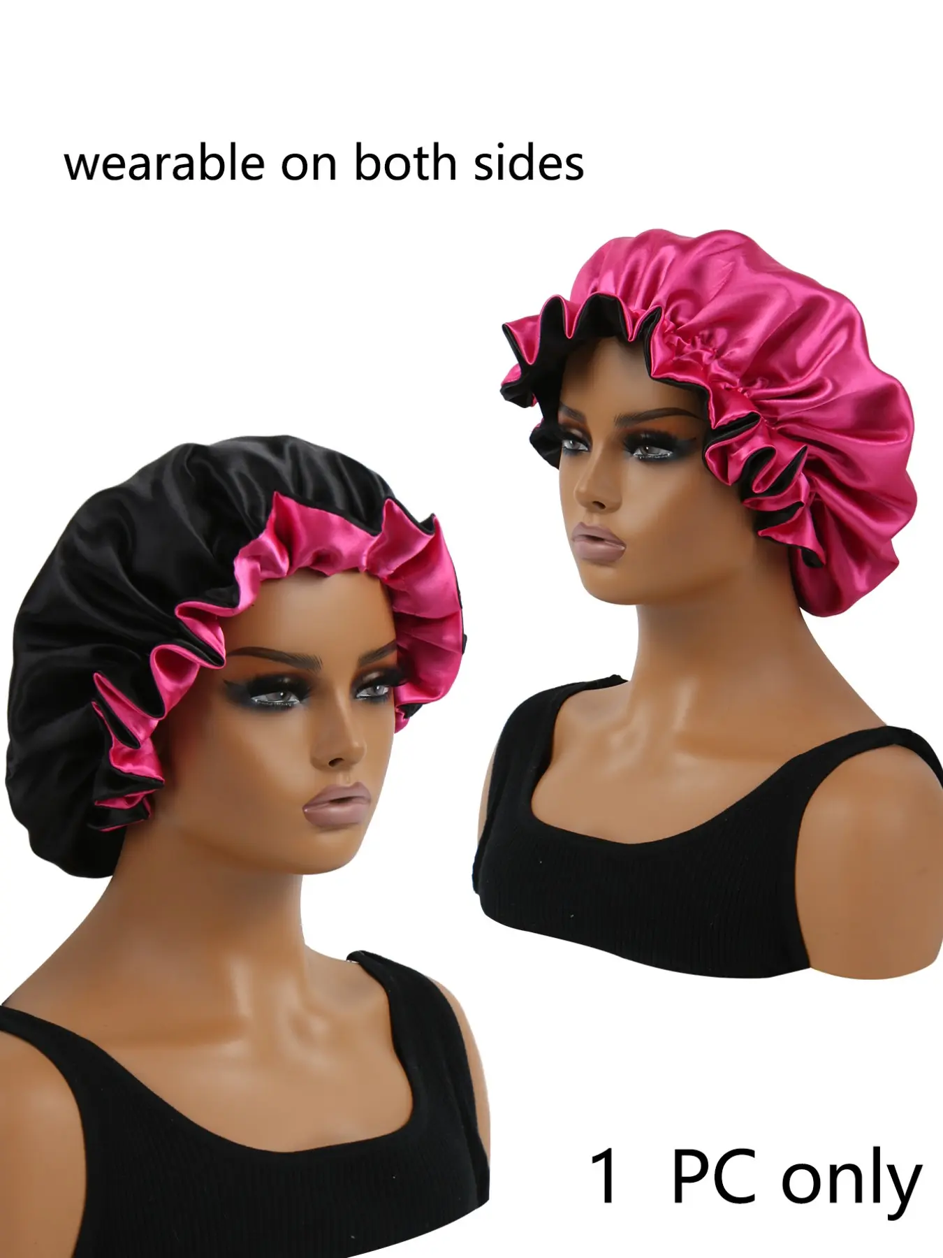 Double Layer Color Block Lace Sleep Cap, Sleep Bonnets, Reversible for Sleeping, Bathing, Makeup, Perfect for Braids and Curls, Comfortable Hair Protection, Hair Care Cap, Curly Hair Nightcap, Haircare Bonnet