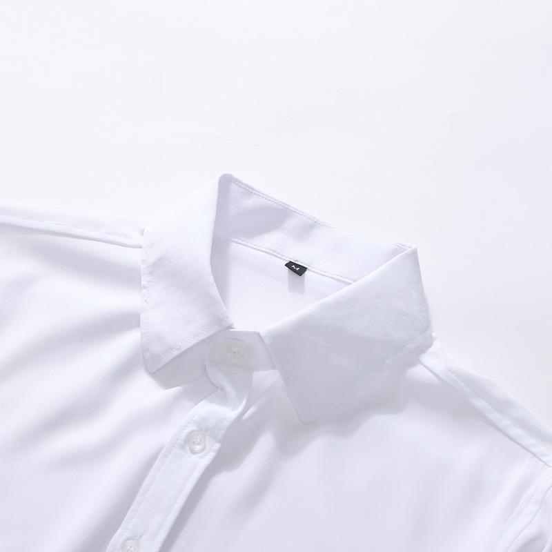 Men's Business Shirt - Simple and Minimalist Daily Wear for Work Settings. Durable and Long-lasting High-Quality Sewing. Smooth Texture. Classic Colors of Black, White and Blue. Breathable with Ice Silk Technology, No Sweating Problem.