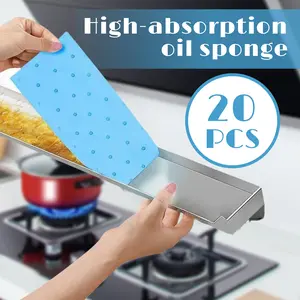 20 Counts Kitchen Range Hood Oil Absorbing Filter Paper, Reusable Grease Filter Pads, Prevents Oil Buildup, Safe Non-Toxic Material for Cleaner Hoods