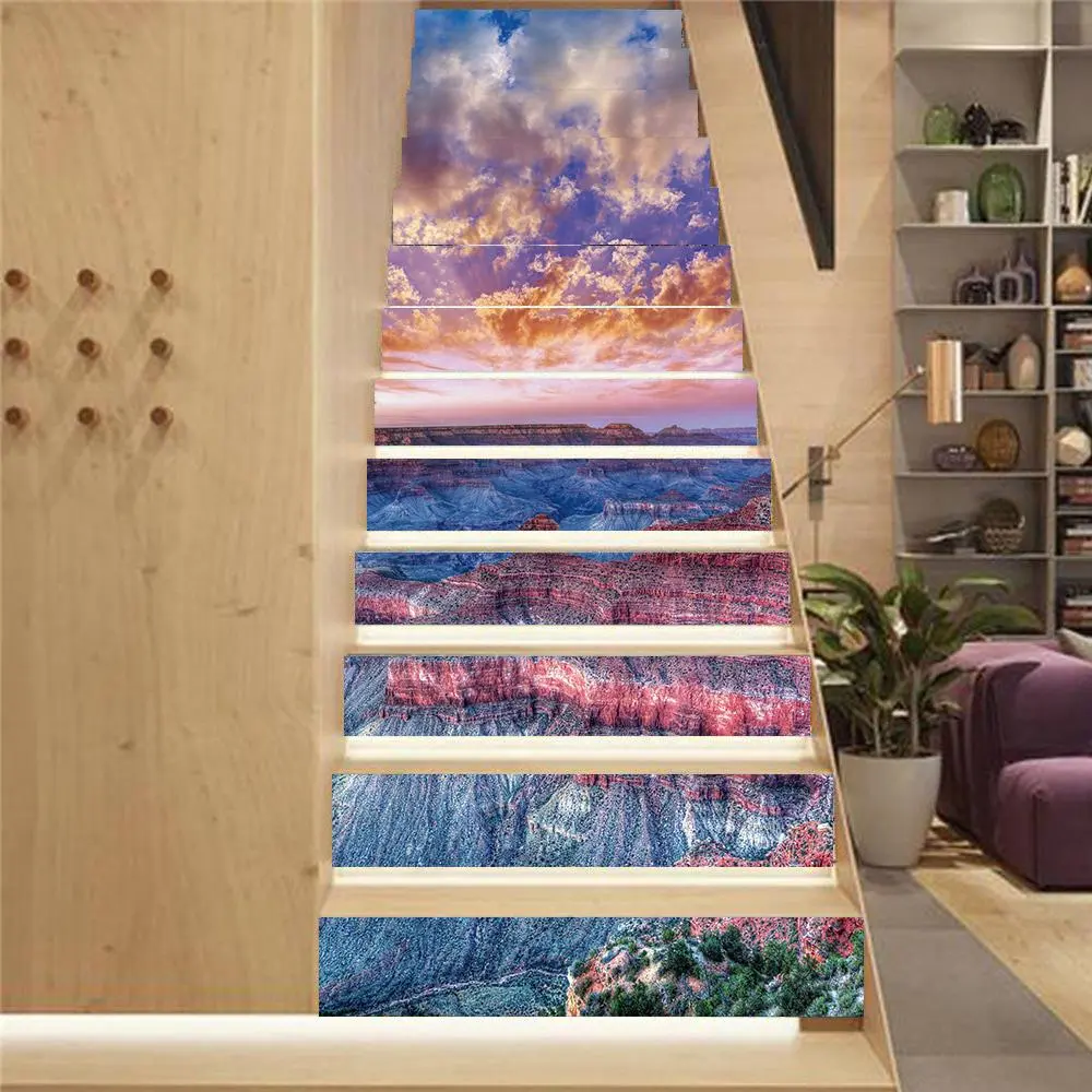 Stair Sticker, 13pcs/set Waterproof Removable Wall Sticker, Self-adhesive Stair Sticker, Decorative Sticker for Home Living Room Bedroom
