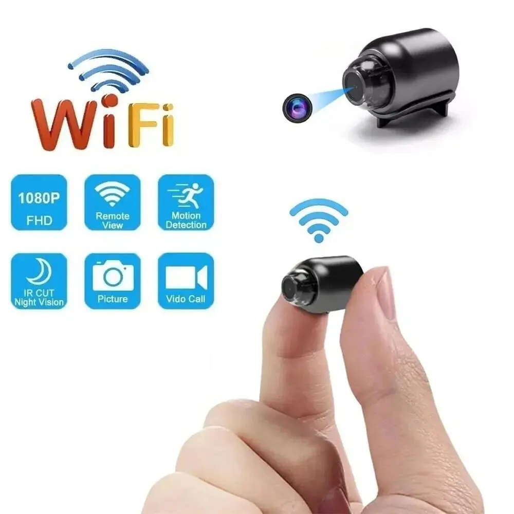 Kamera CCTV, Saiz Mini, Resolusi Tinggi 1080p, Penglihatan Malam, Pengesanan Pergerakan, Sesuai untuk Bayi, Serasi WiFi, Bayi Bayi Baby hidden camera connect phone tanpa Hitam Photography Wayar