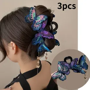 Set of 3 [Butterfly Hair Clips] Vintage Butterfly Hair Additions for Women, Featuring a Butterfly Design Tail Clip, Ideal for Braiding And Curling Hair, Perfect for Weddings And Travel