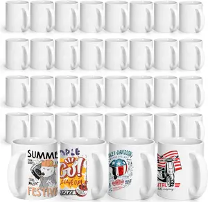 White Sublimation Blank Ceramic Cute Mugs with 36pcs 11/15oz for Coffee Tea Latte DIY Crafts Home Drinkware Tumbler Cup Insulation Reusable