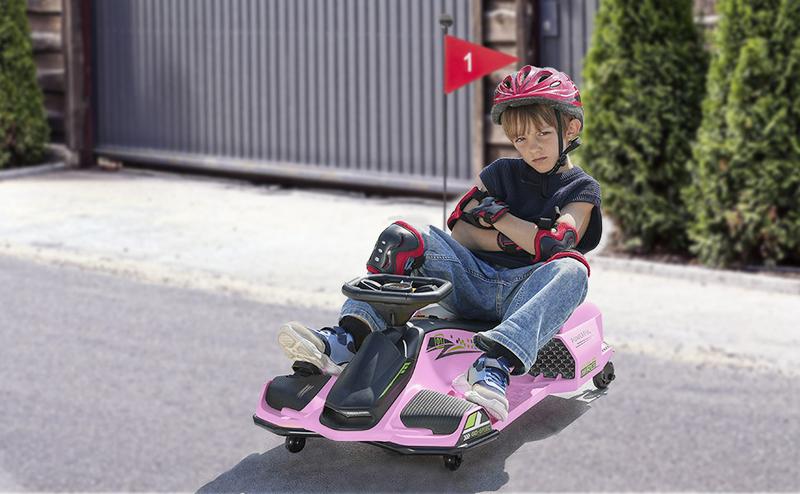 Aosom 12V Electric Go Kart, 5 MPH Drifting Car, Battery Powered Ride on Toy Outdoor with Slow Start, Music, Colorful Lights, for 8-12 Years Old