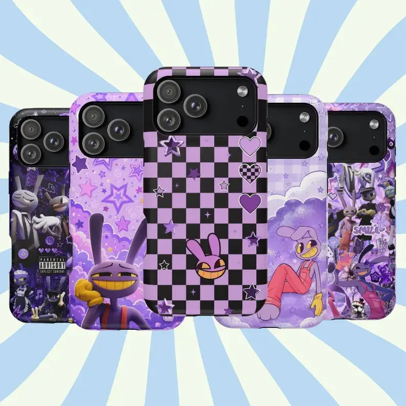 Jax The Amazing Digital Circus Phone Case, Purple Aesthetic Cartoon Cover, Kawaii Phone Case for iPhone 11–17 Pro Max & Samsung S21–S26