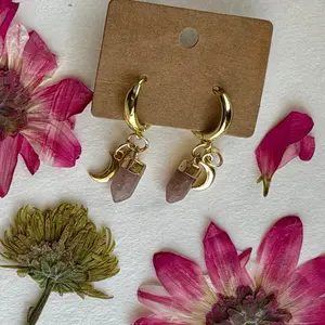 18K Gold Plated Huggie Hoop Charm Earrings