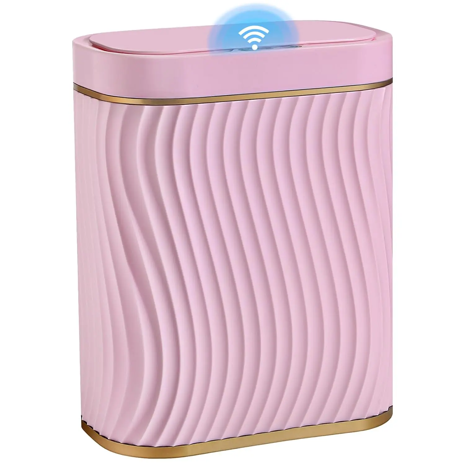 Automatic Touchless Lid Bathroom Trash Can, Narrow Garbage Bin for Home and Office - Pink