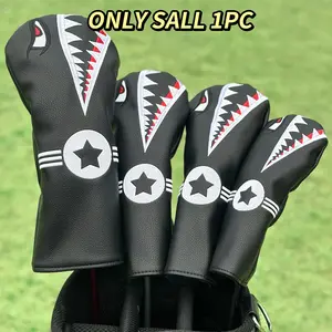 Shark Embroidered Golf Club Head Cover, Universal Fit for Drivers & Fairways, Practical Golf Accessory, Ideal Holiday Gift