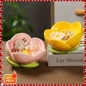 Ceramic Tulip Flower Entryway Decor, Key Tray, Small Trinket Storage, Home Desktop Decoration, Elegant Table Ornament, Flower Figurines