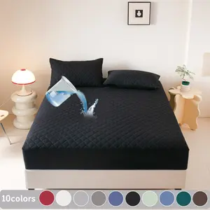 2/3 Piece Waterproof Mattress Protector, Quilted Mattress Protector, diamond-shaped/Fitted Sheet & Mattress Cover Set with Deep Pocket Soft Noiseless Breathable Stain-Resistant, Machine Washable, Includes Pillowcases for Bedroom, Guest Room, Dorm