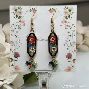 Colorful Floral Earrings with Gold Accents and Multicolor Beads for Women's Fashion