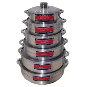 6 PCS Aluminum Cooking Pot Set with Lids 19–36cm – Thick Aluminum Cookware for Kitchen & Restaurant | 6 Moso Chodyè pou Kwizin