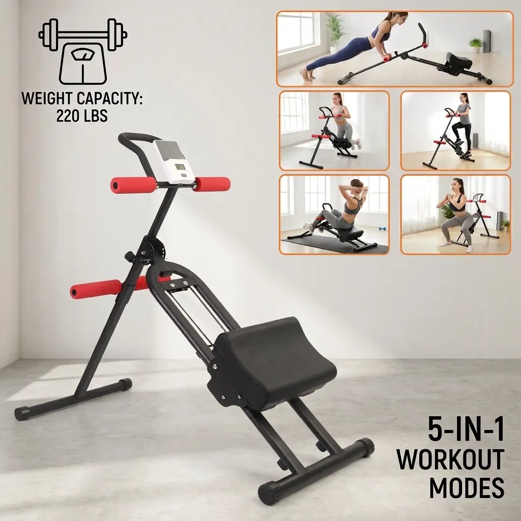 2-in-1 Mini Stepper with Ab Workout Function, Compact Stair Climber for Home Gym, Full Body Cardio Exercise Equipment