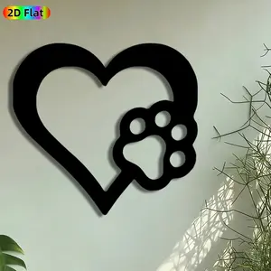 1pc Heart & Paw Print Metal Wall Art, Pet Love Statue Mural, Artistic Metalwork, Intricate Craftsmanship, Perfect for Valentines Day, Anniversary Decor, Perfect for Living Room Bedroom Pet Clinic Decor, Ideal Gift for Pet Lovers, Decoration