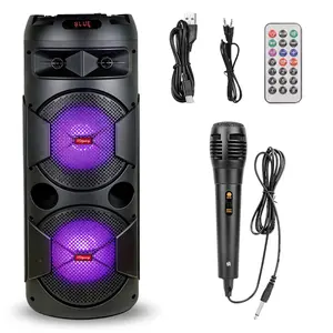 Dual 8" Speaker Premium sound system & loud system, your go-to  ktv system and home karaoke system  Subwoofer indoor  Party, 3000mAh battery, wired mic & remote, ideal for parties and karaoke nights Audio