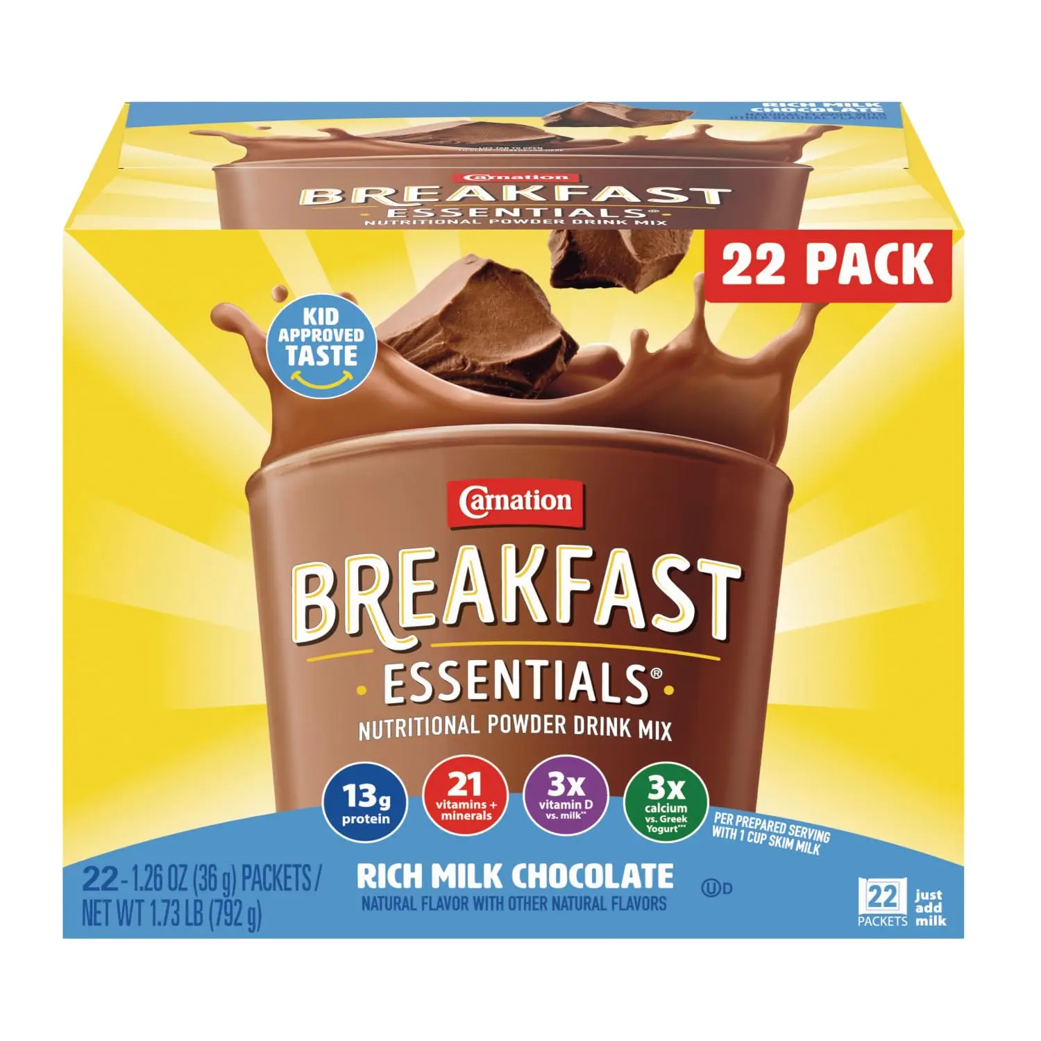 Powder Drink Mix, Chocolate, 1.26 Oz Packets